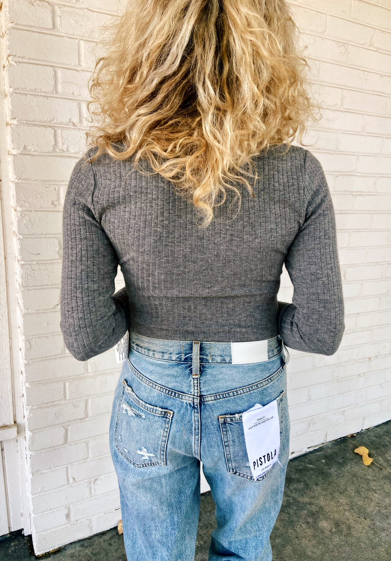 Buddylove Holly Long Sleeve Button Up Bodysuit - Grey