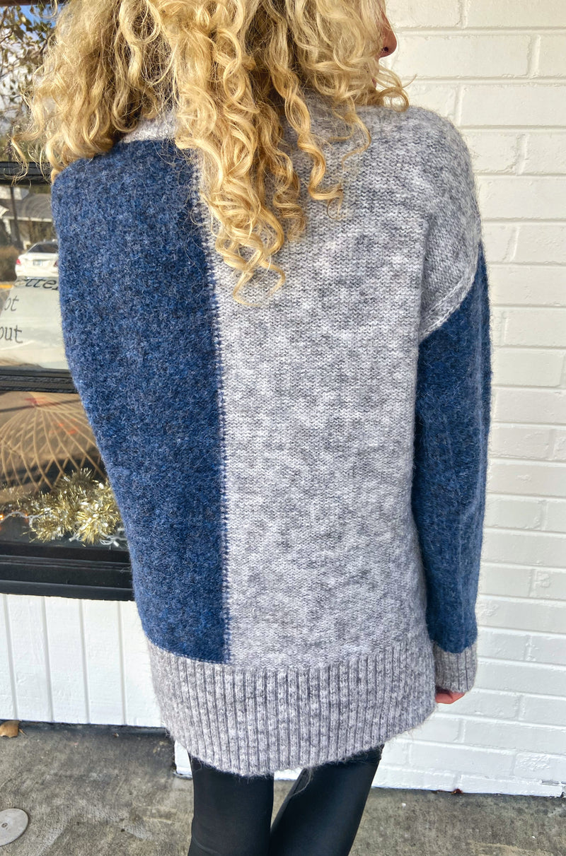 Split Decisions Sweater - Grey/Navy
