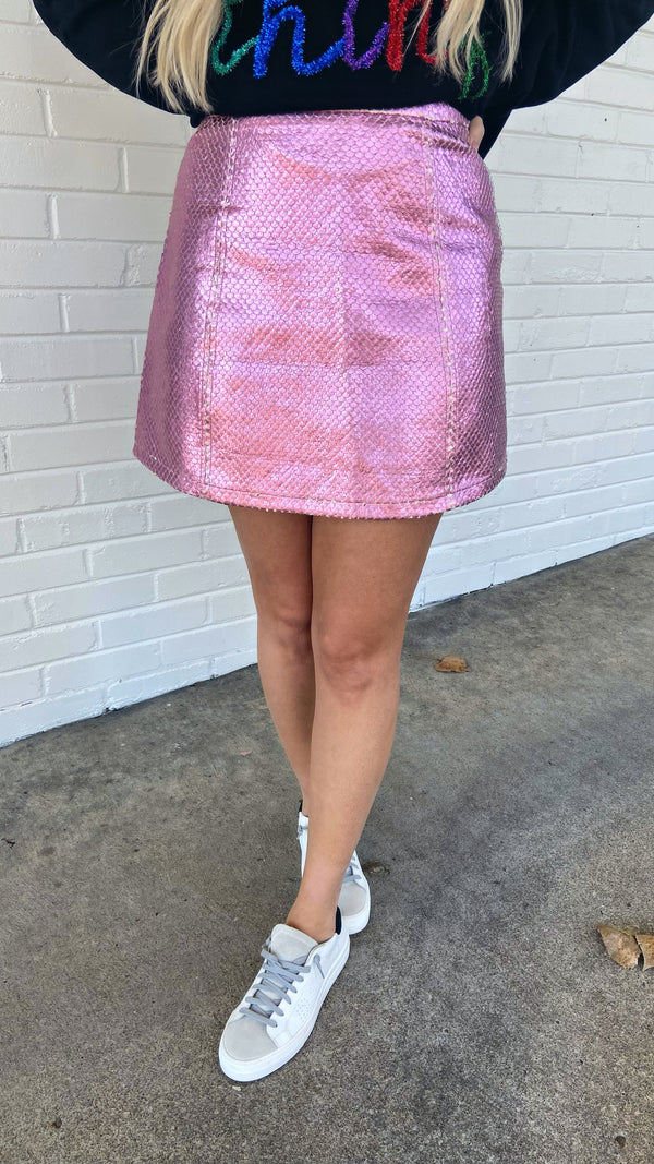 Queen of Sparkles Pink Metallic Bubble Skirt