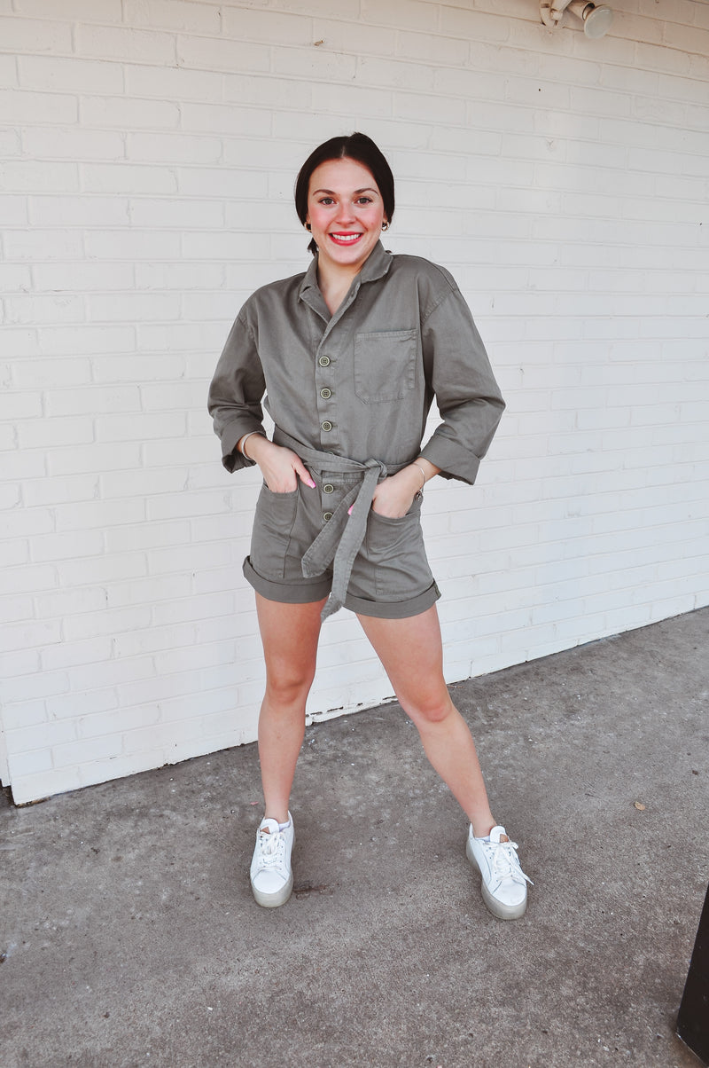 Pistola Becca Belted Romper - Garden Green