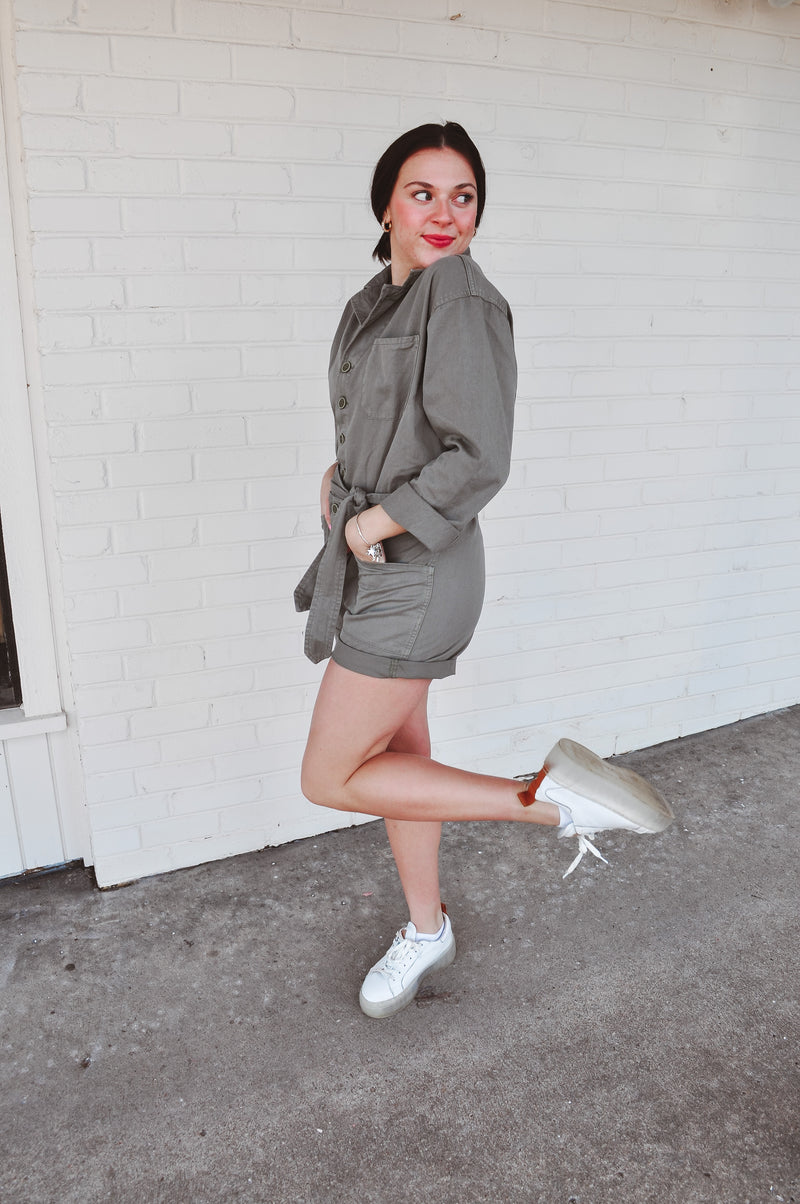 Pistola Becca Belted Romper - Garden Green