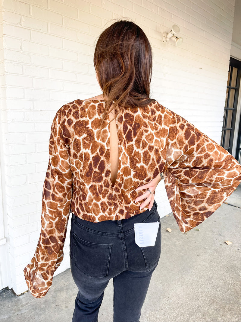 BuddyLove Ariana Kimono Sleeve Bodysuit - Giraffe