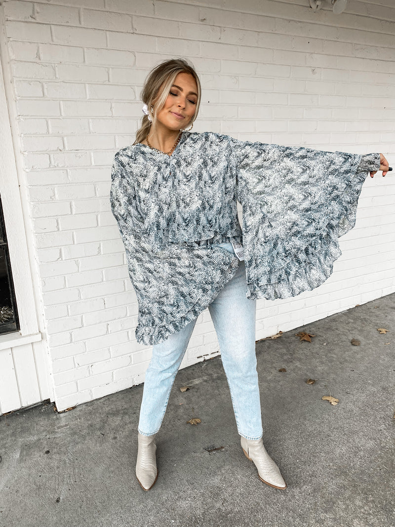 BuddyLove Genesis Bell Sleeve Top - Crocodile
