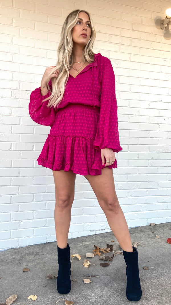 Buddylove Zozo Elastic Waist Mini Dress - Pink Lady