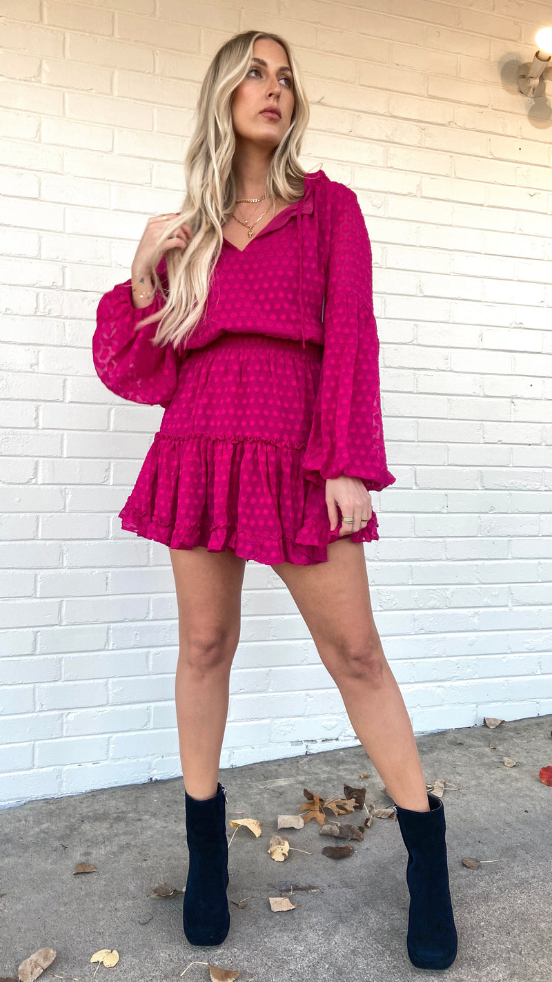 Buddylove Zozo Elastic Waist Mini Dress - Pink Lady