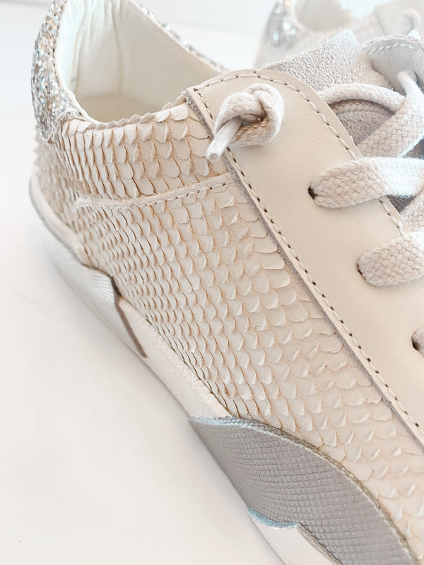 Dolce Vita Zina Sneakers in Off White Embossed Leather
