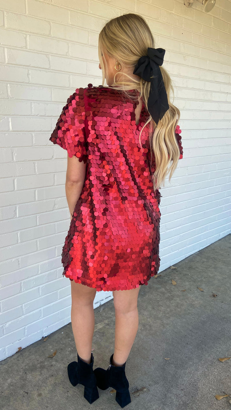 Buddylove Elliott Sequin Short Dress - Red Hot