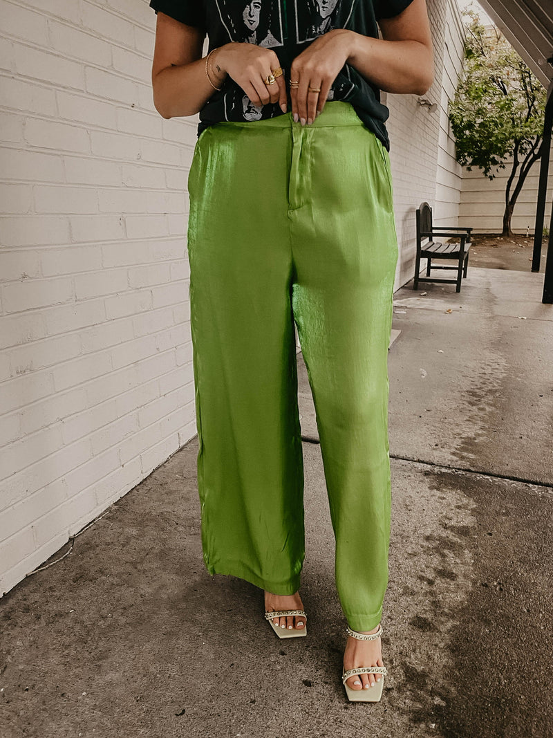 Apple Green Silky Pants