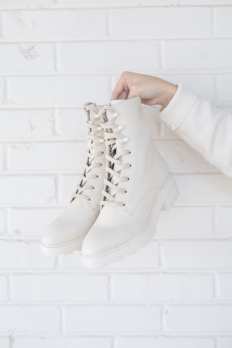 Dolce Vita Lottie Boots in Ivory Leather