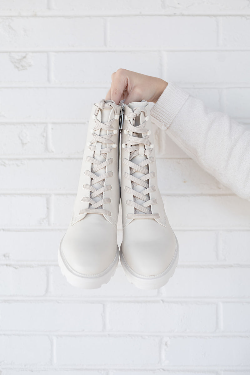 Dolce Vita Lottie Boots in Ivory Leather