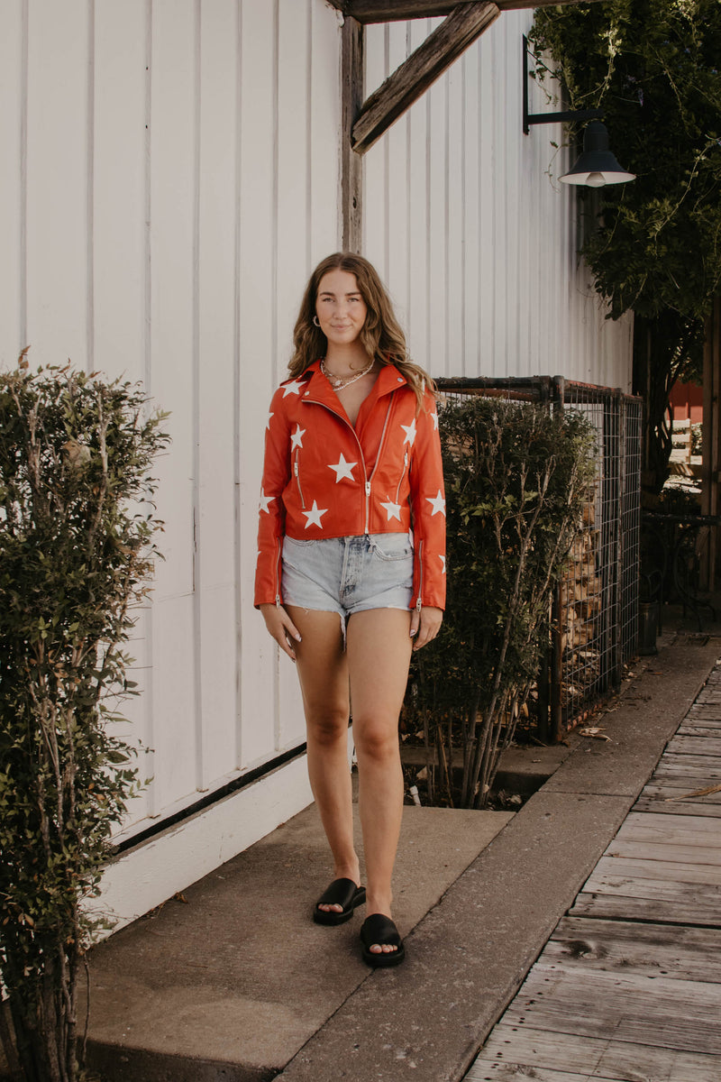 Buddylove Joplin Vegan Leather Star Jacket Red
