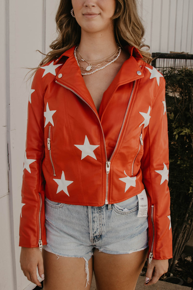 Buddylove Joplin Vegan Leather Star Jacket Red