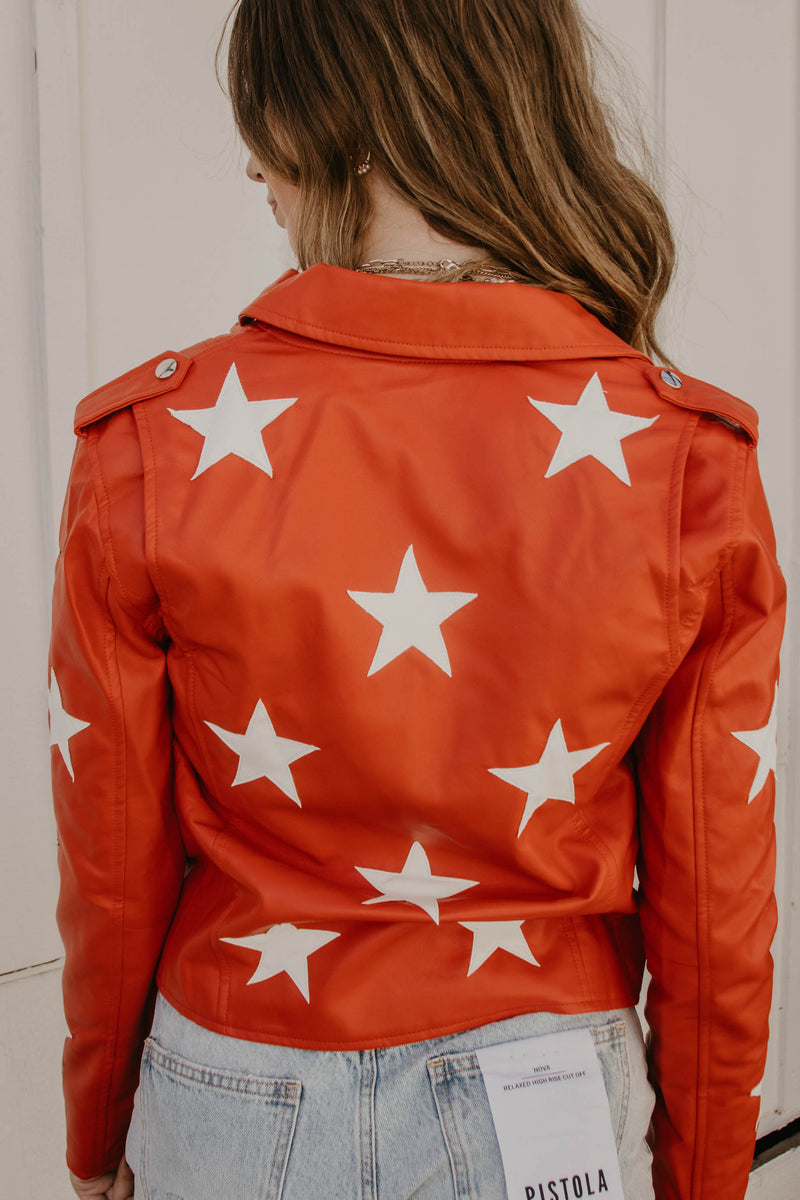 Buddylove Joplin Vegan Leather Star Jacket Red