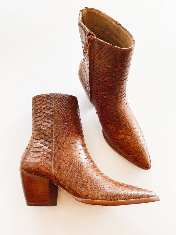 Matisse Caty Ankle Boot - Cognac Snake