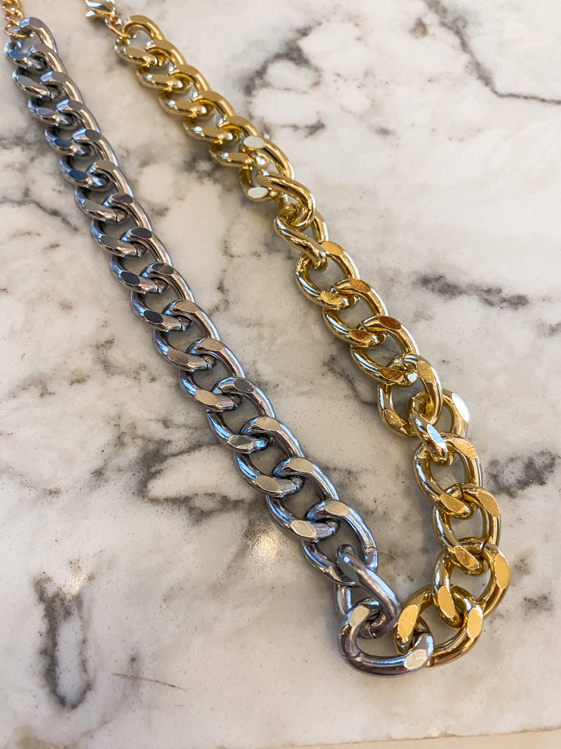 Mixed Metal Chain Necklace