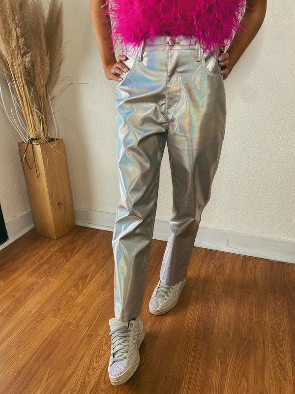 Buddylove Travolta High Rise Metallic Pants - Iridescent