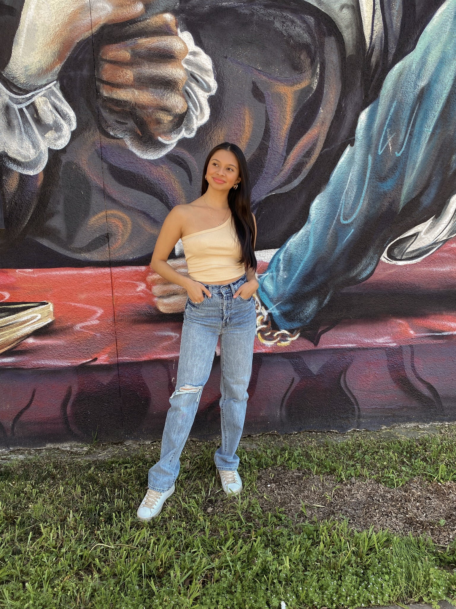 One Shoulder Crop - Caffe Latte