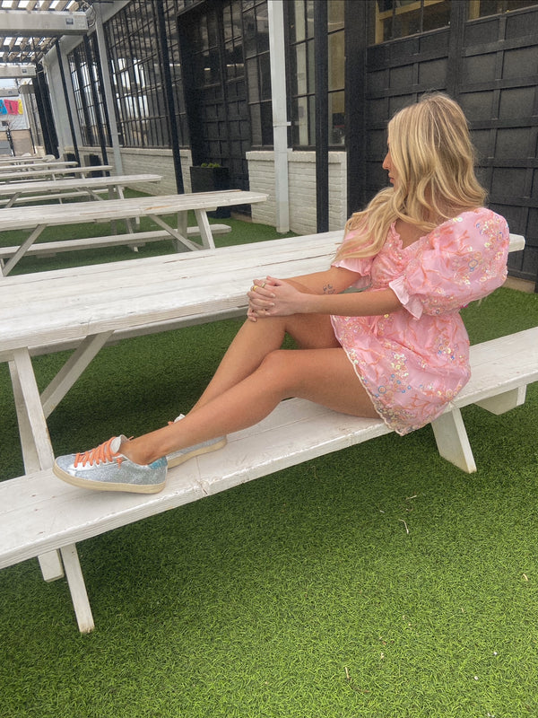 Buddylove Colby Puff Sleeve Mini Dress - Peaches 'N Cream