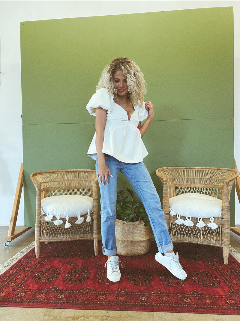 Buddylove Houston Puff Sleeve Top - Powder