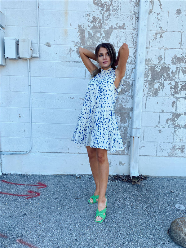 Blue Specks Mini Dress