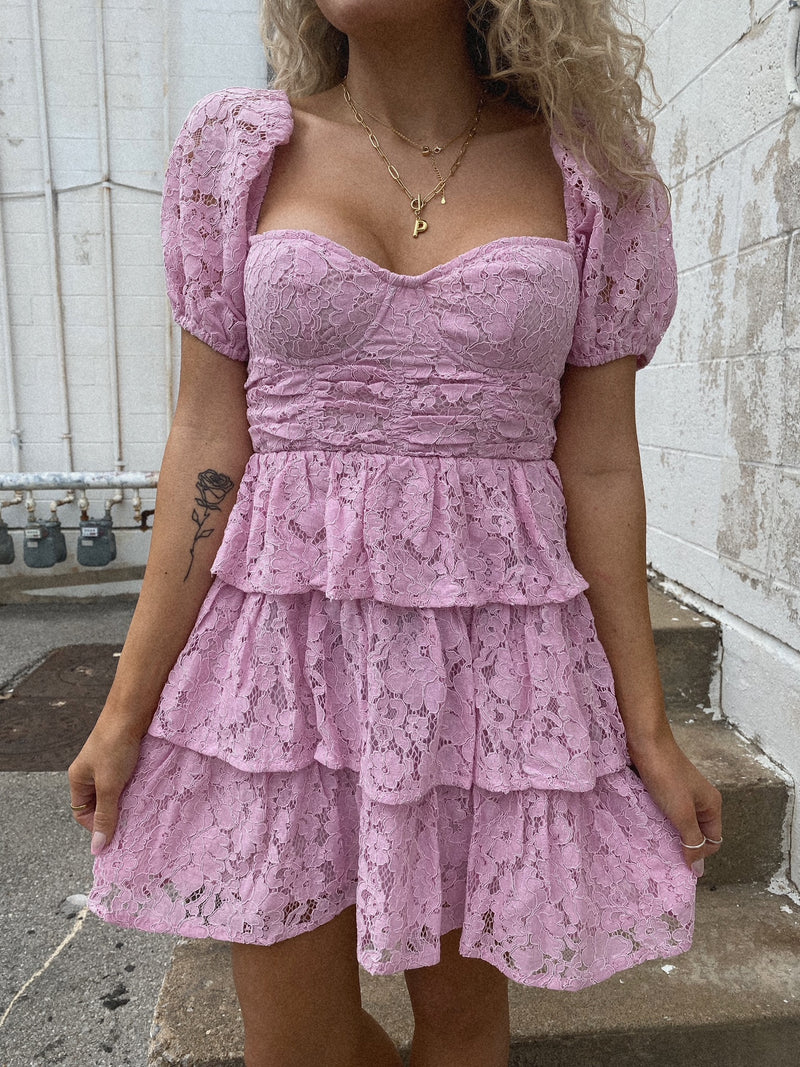 Buddylove Conner Short Lace Dress - Frosting