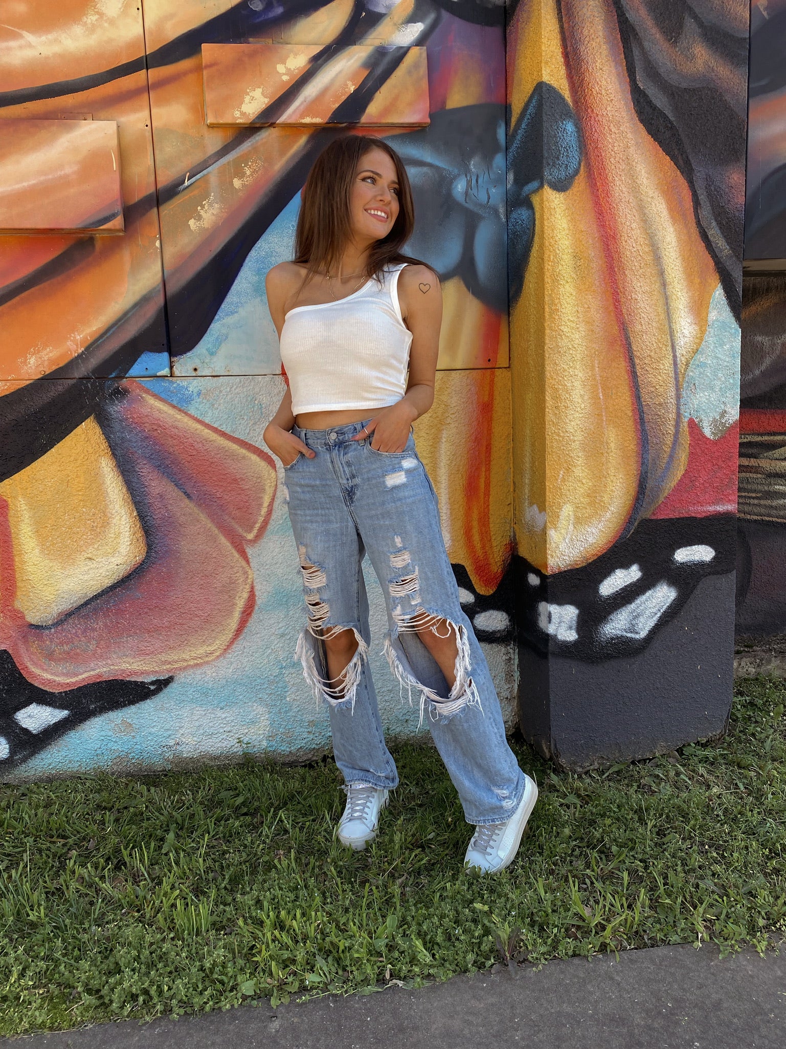 One Shoulder Crop - Off White