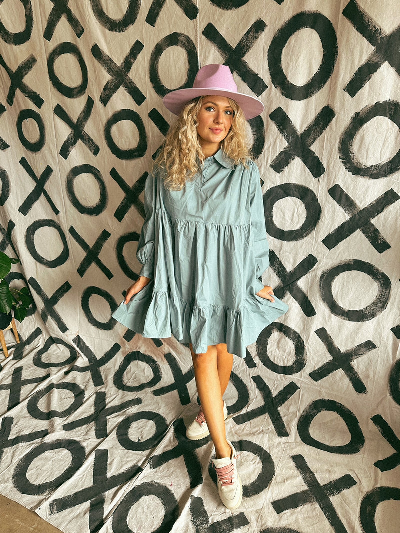 Femme Collared Dress - Sage