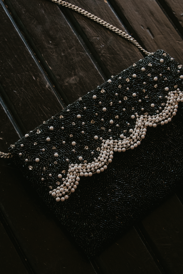 Pearl and Crystal Black Clutch