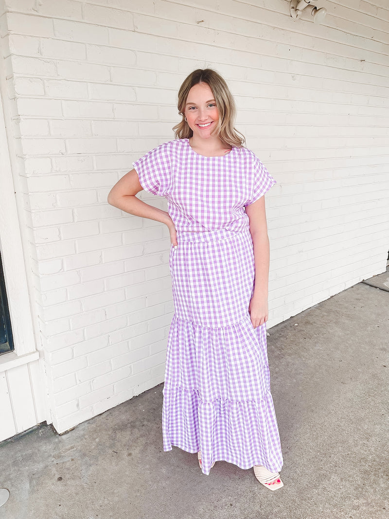 Buddylove West Two-Piece Set - Purple Checker