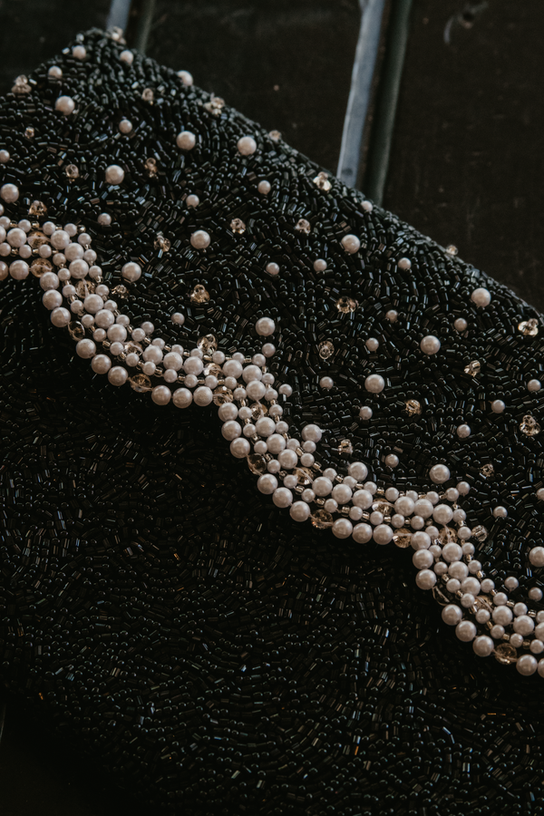 Pearl and Crystal Black Clutch