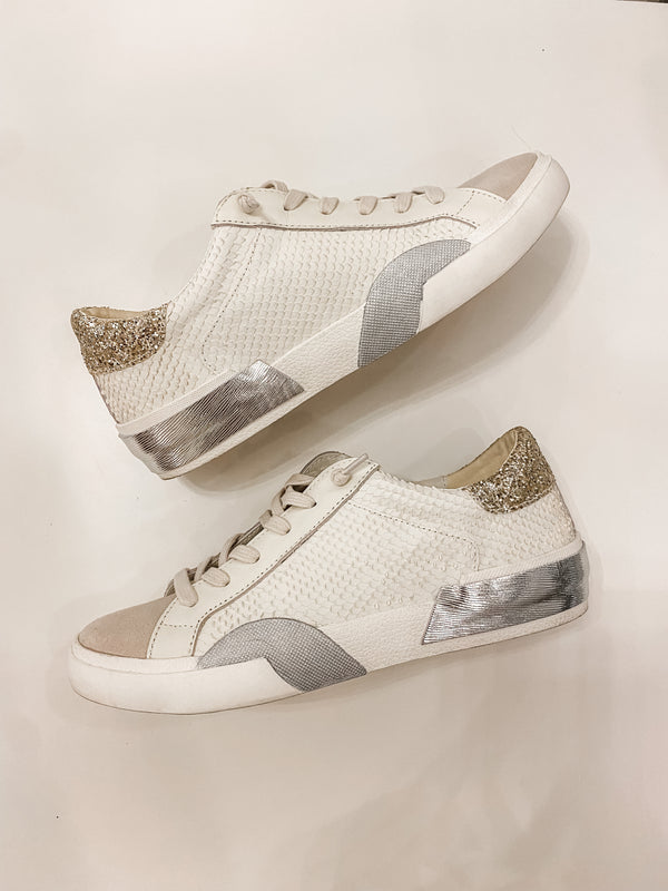 Dolce Vita Zina Sneakers in Off White Embossed Leather