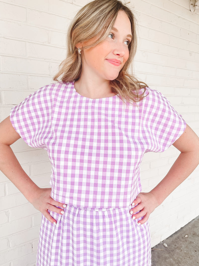 Buddylove West Two-Piece Set - Purple Checker