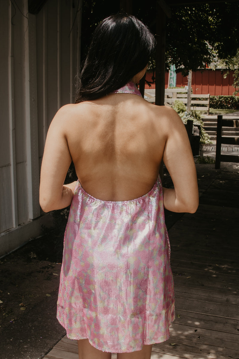 Queen of Sparkles Sequin Halter Dress