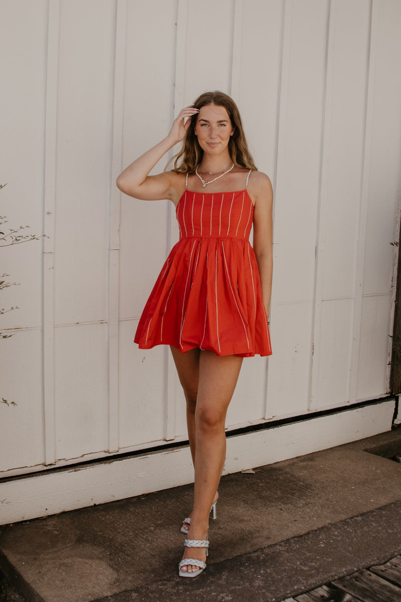 Queen of Sparkles Red Rhinestone Strap Dress