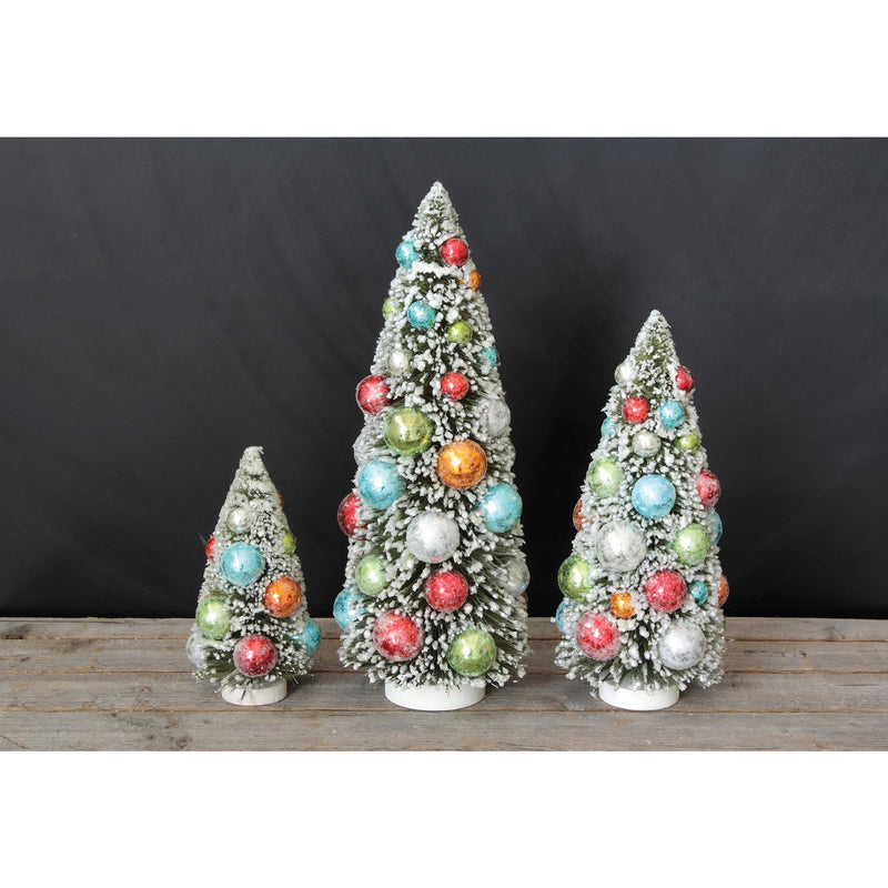 Bottle Brush Tree w/ Multi Color Ornaments